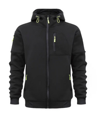 Stanly | Herren Weiß Hoodie | Reißverschluss Kapuzenpullover in Schwarz