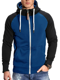 Jobert | Herren Reißverschluss Hoodie | Schwarz Kapuzenpullover in Königsblau
