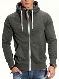Jobert | Herren Reißverschluss Hoodie | Schwarz Kapuzenpullover in Dunkelgrau