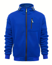 Stanly | Herren Weiß Hoodie | Reißverschluss Kapuzenpullover in Königsblau