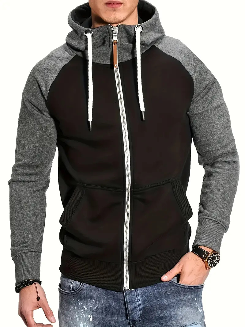 Jobert | Herren Reißverschluss Hoodie | Schwarz Kapuzenpullover