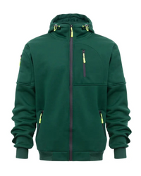 Stanly | Herren Weiß Hoodie | Reißverschluss Kapuzenpullover in Dunkelgrün