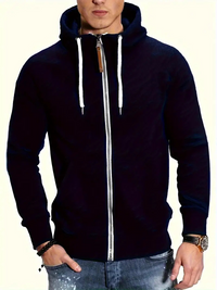 Jobert | Herren Reißverschluss Hoodie | Schwarz Kapuzenpullover in Marineblau