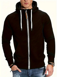 Jobert | Herren Reißverschluss Hoodie | Schwarz Kapuzenpullover in Schwarz