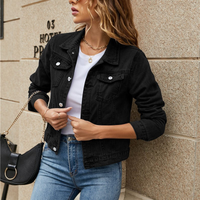 Nimfa | Damen Jeansjacke Schwarz | Kurz in Schwarz