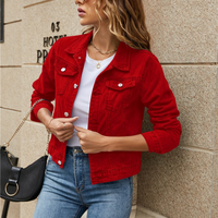 Nimfa | Damen Jeansjacke Schwarz | Kurz in Rot