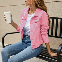Nimfa | Damen Jeansjacke Schwarz | Kurz in Rosa