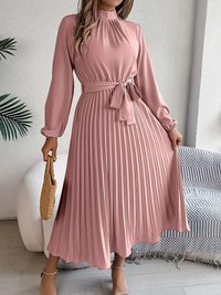 Stacey | Plissee Kleid Hochzeitsgast | Midi in Rosa