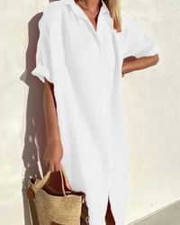 Agatha | Schwarz Shirtkleid | Midi in Weiß