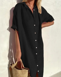 Agatha | Schwarz Shirtkleid | Midi in Schwarz