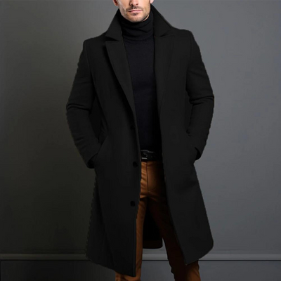 Alex | Herren Schwarz Trenchcoat | Warme Jacke