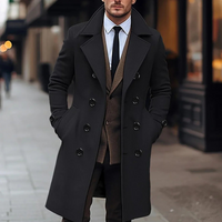 Paulo | Herren Schwarz Trenchcoat | Warme Jacke in Schwarz