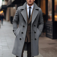Paulo | Herren Schwarz Trenchcoat | Warme Jacke in Grau