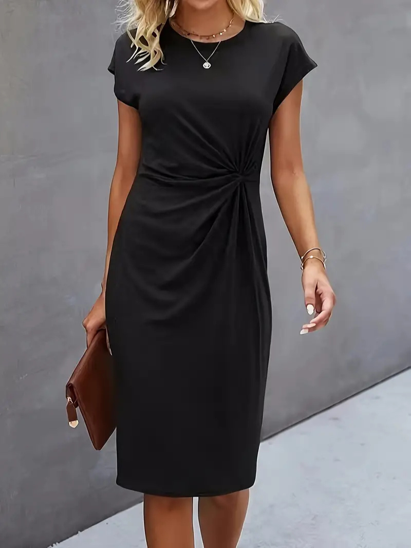 Velma | Schwarz Wickelkleid | Midi
