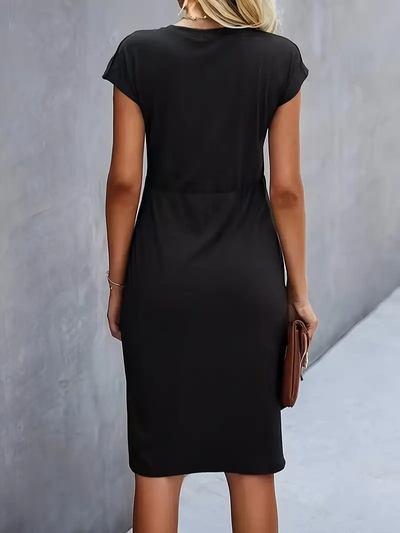 Velma | Schwarz Wickelkleid | Midi