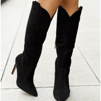 Pandora | Damen Absatz Stiefel | Schwarz in Schwarzes Wildleder