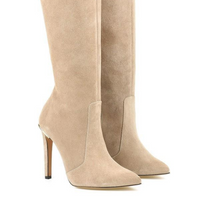 Pandora | Damen Absatz Stiefel | Schwarz in Beige