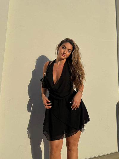 Fiora | Mini Kleid Rückenfrei Mit Wasserfallausschnitt