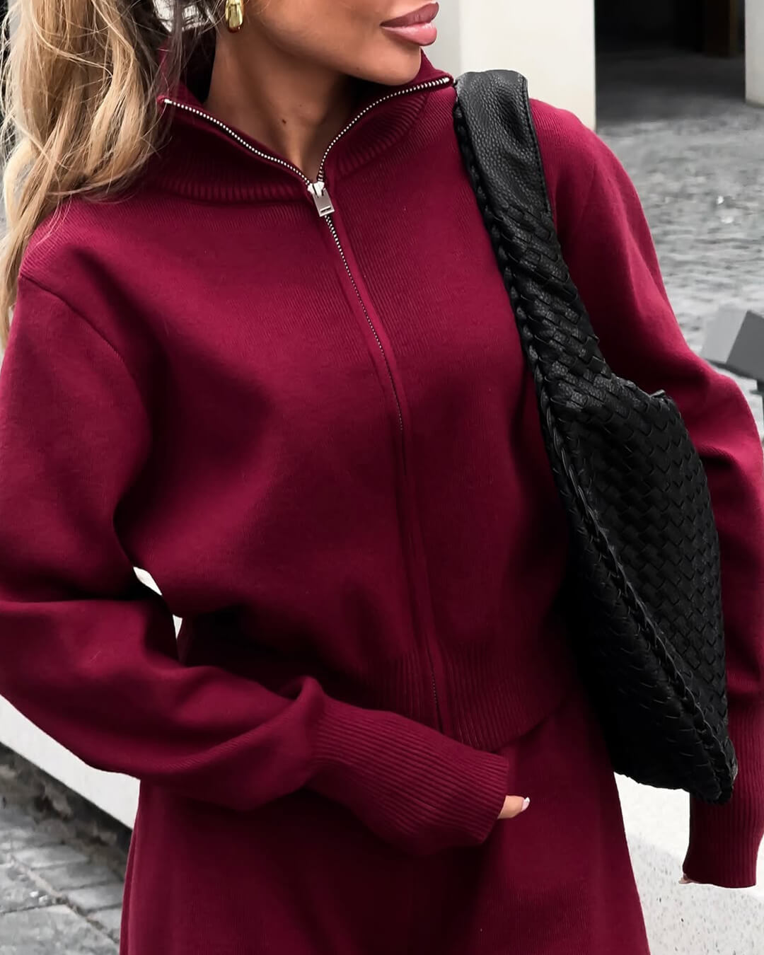 Soria | Damen Strick Set Jacke Mit Reißverschluss