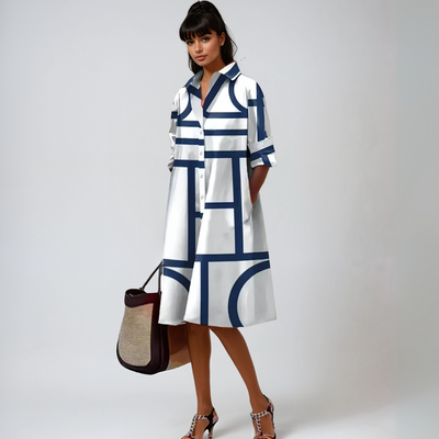 SELENE  | Geometrisch gemustertes Midikleid