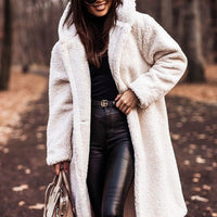 Selina | Damen Modische Kapuze Teddyjacke in Weiß