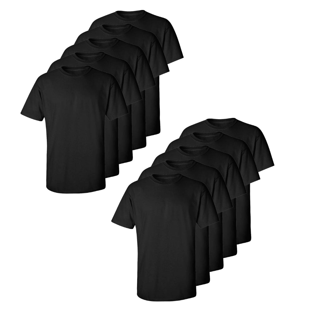 Set aus 10 Herren -T- Shirts, 100 % Baumwolle (Langlebig), Doppelkragen (WEITET SICH NICHT), Regular Fit (Bequem), SCHWARZ (für jeden Stil)
