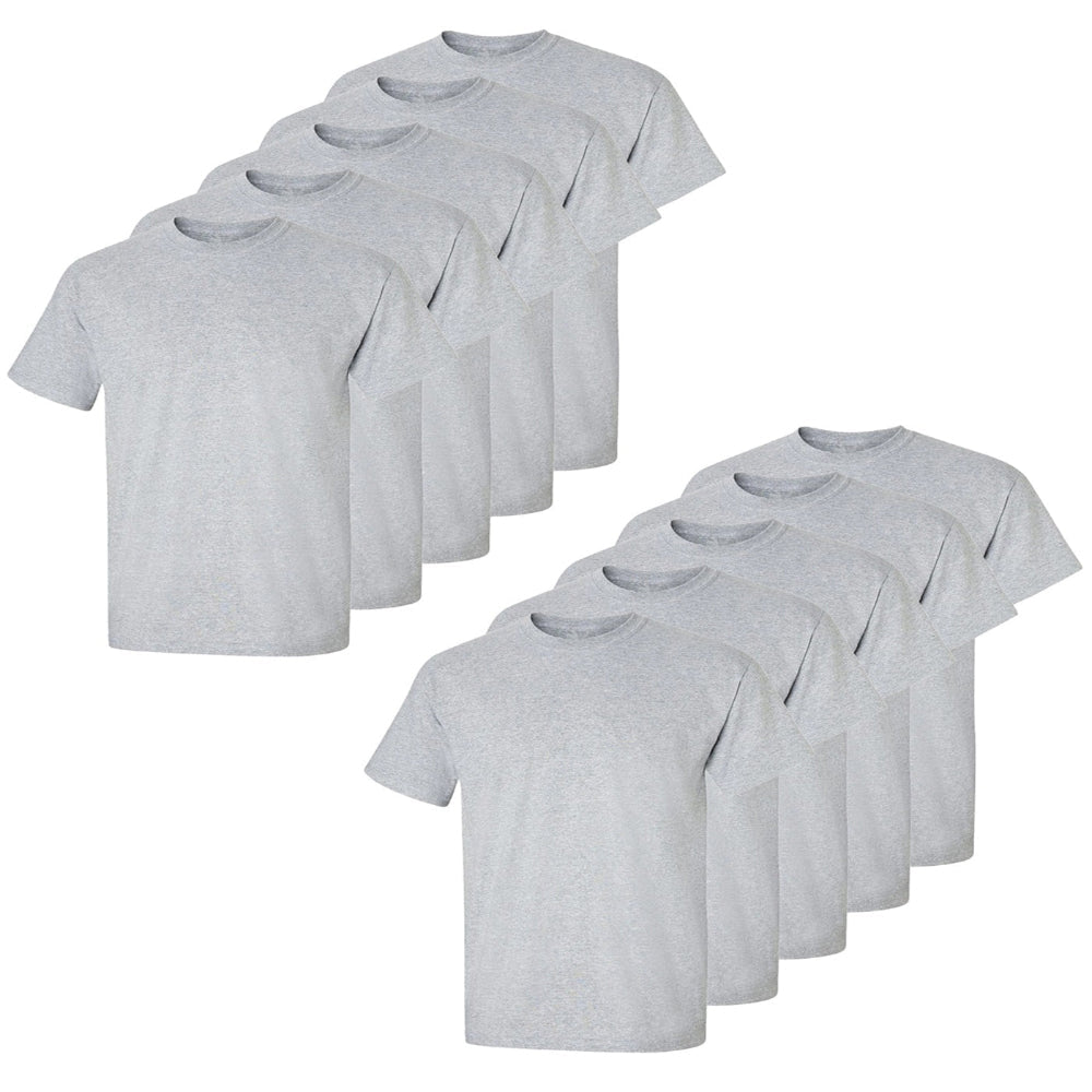 Set aus 10 Herren T- Shirts (Große Größen), 100% Baumwolle (strapazierfähig), Doppelkragen (verbreitert sich nicht), Regulärer Schnitt (komfortabel), GRAU (für jeden Stil)