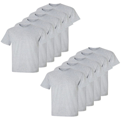 Set aus 10 Herren T- Shirts (Große Größen), 100% Baumwolle (strapazierfähig), Doppelkragen (verbreitert sich nicht), Regulärer Schnitt (komfortabel), GRAU (für jeden Stil)