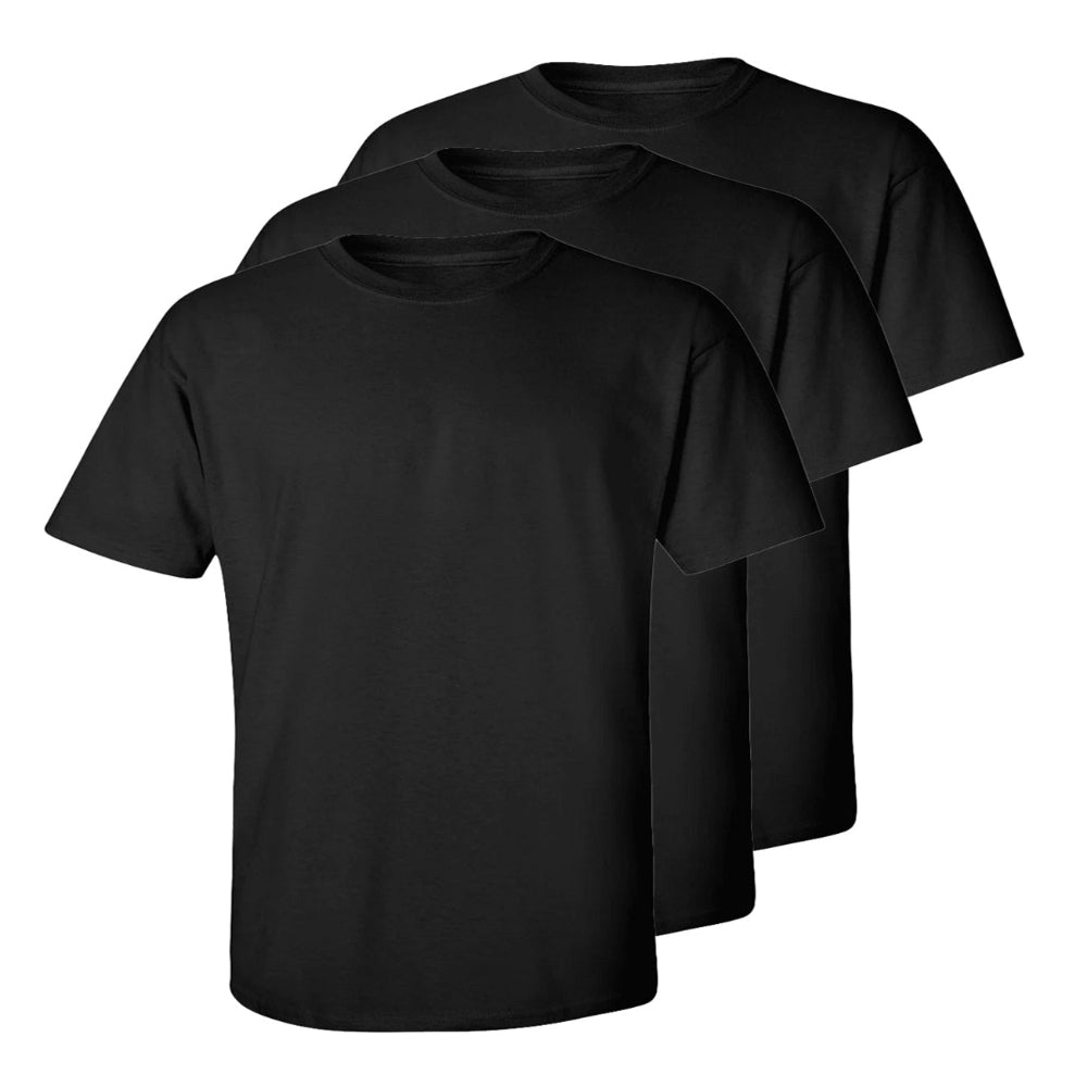 Set aus 3 Herren T- Shirts (Große Größen), 100% Baumwolle (strapazierfähig), Doppelkragen (verbreitert sich nicht), Regulärer Schnitt (komfortabel), SCHWARZ (für jeden Stil)