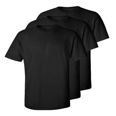 Set aus 3 Herren T- Shirts (Große Größen), 100% Baumwolle (strapazierfähig), Doppelkragen (verbreitert sich nicht), Regulärer Schnitt (komfortabel), SCHWARZ (für jeden Stil)