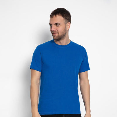 Set aus 3 Herren T- Shirts, 100% Baumwolle (strapazierfähig), Doppelkragen (dehnt sich nicht), Reguläre Passform (komfortabel), BLAU (für jeden Stil)