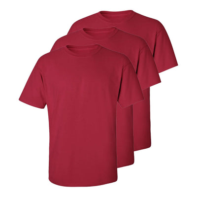 Set aus 3 Herren T- Shirts, 100% Baumwolle (strapazierfähig), Doppelkragen (verbreitert sich nicht), Reguläre Passform (komfortabel), Weinrot (Bordeaux), für jeden St