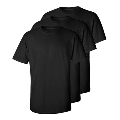 Set aus 3 Herren T- Shirts, 100% Baumwolle (strapazierfähig), Doppelkragen (verbreitert sich nicht), Reguläre Passform (komfortabel), SCHWARZ (für jeden Stil)
