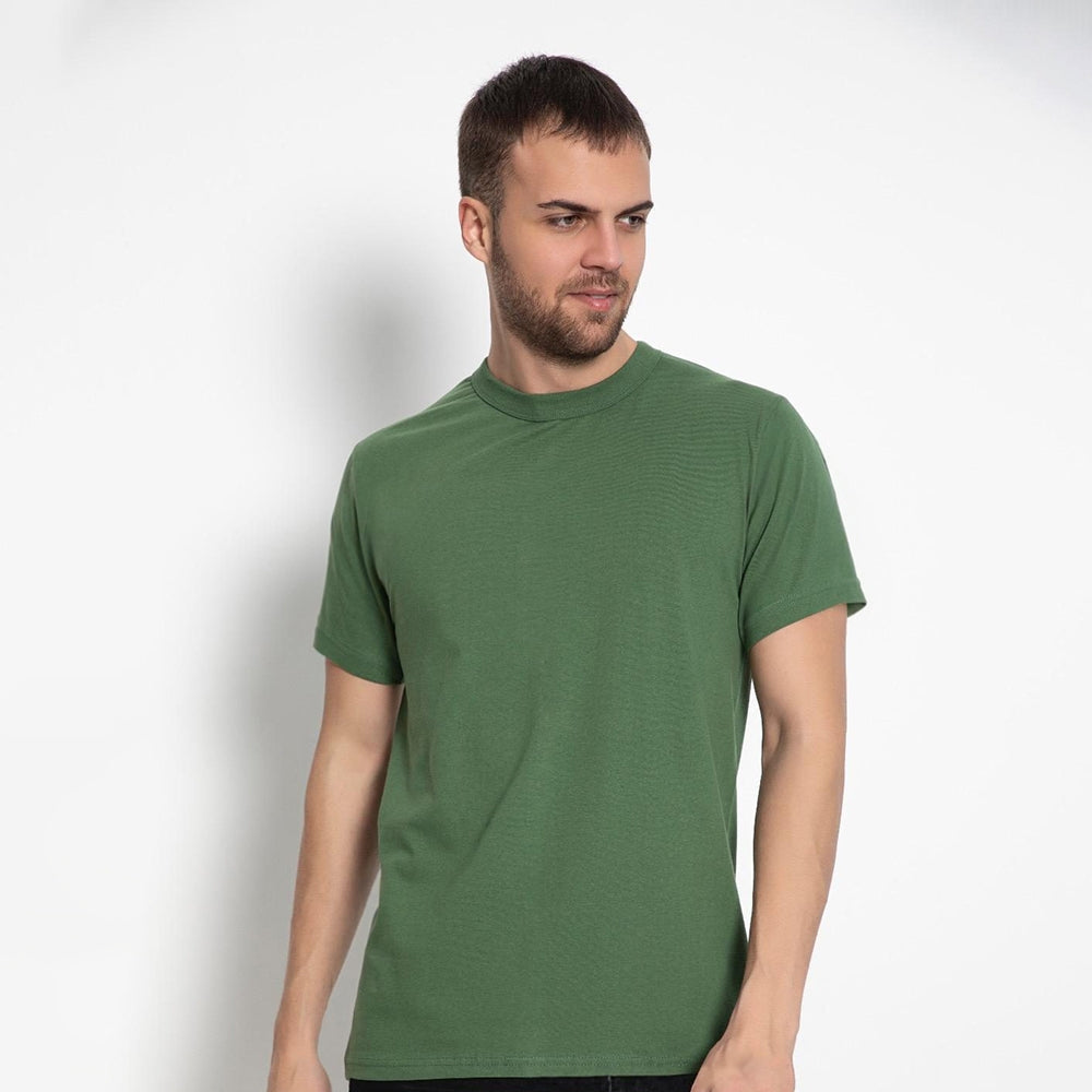 Set aus 3 Herren T- Shirts, 100% Baumwolle (strapazierfähig), Doppelkragen (verbreitert sich nicht), Reguläre Passform (komfortabel), Grün (Khaki), für jeden Stil