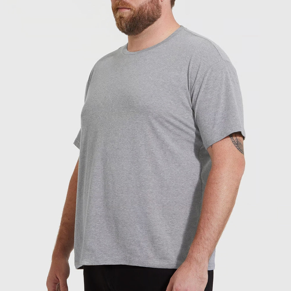 3er Set Herren T- Shirts (Große Größen), 100% Baumwolle (strapazierfähig), Doppelkragen (weitet sich NICHT aus), Regular Cut (bequem), GRAU (für jeden Style)