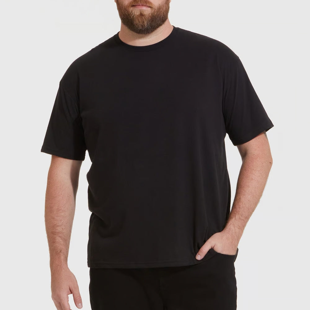 Set aus 5 Herren -T- Shirts (Große Größen), 100 % Baumwolle (Langlebig), Doppelkragen (WEITET SICH NICHT), Regulärer Schnitt (Bequem), SCHWARZ (für jeden Stil)