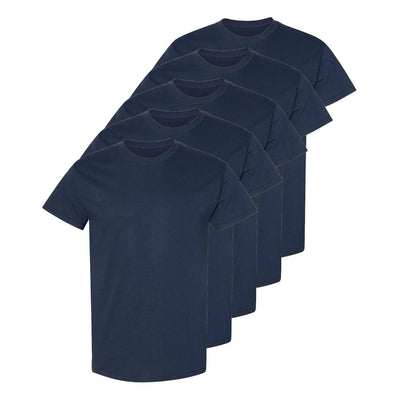 Set aus 5 Herren -T- Shirts, 100 % Baumwolle (Langlebig), Doppelkragen (WEITET SICH NICHT), Regular Fit (Bequem), MARINEBLAU (für jeden Stil)