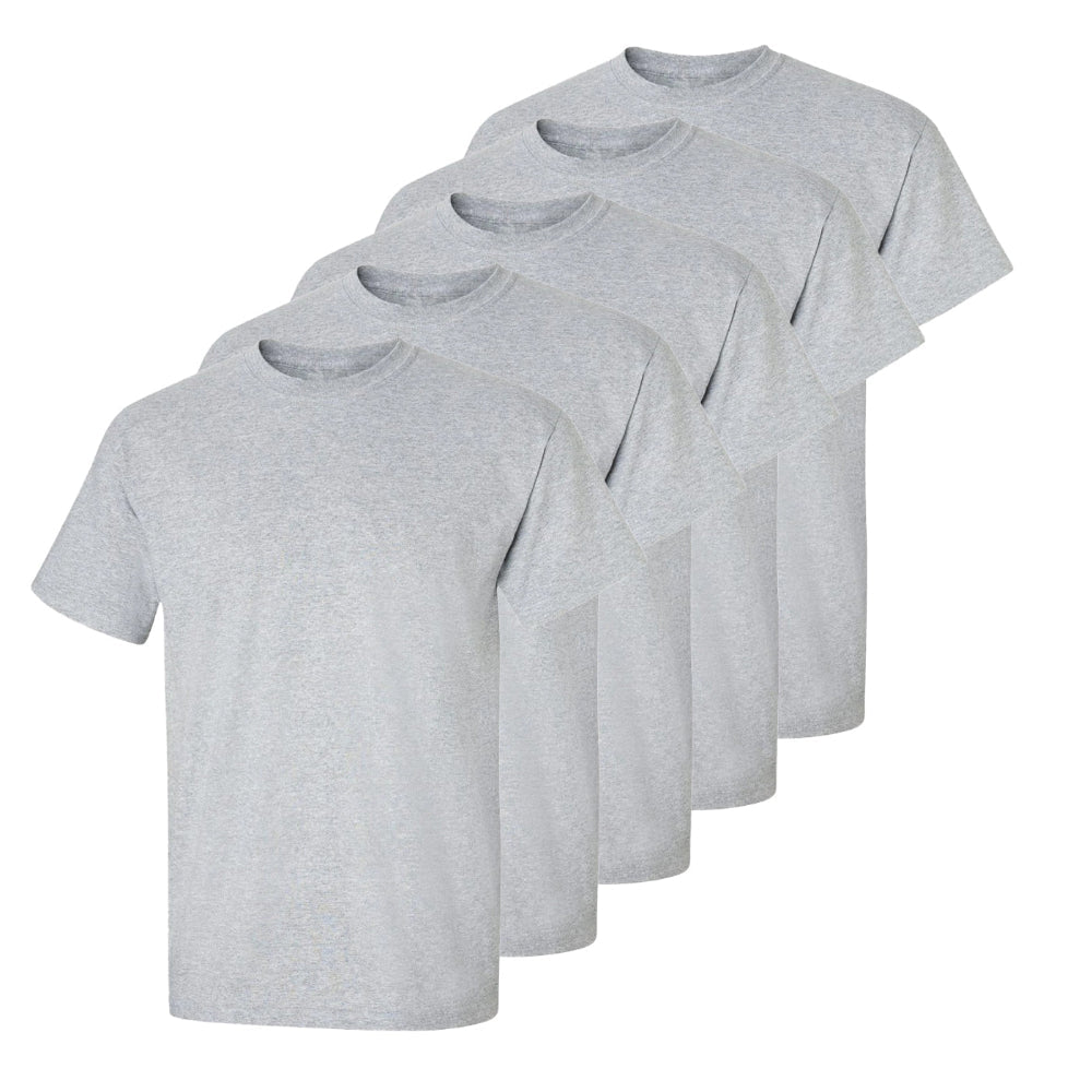 Set aus 5 Herren -T- Shirts, 100 % Baumwolle (Langlebig), Doppelkragen (WEITET SICH NICHT), Regular Fit (Bequem), GRAU (für jeden Stil)