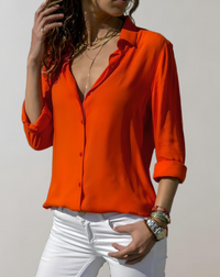 Marzia | Damen Lässig Hemd | Langarm in Orange