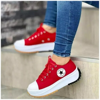 Sofia | Damen Trendige Schnürung Plateau Sneaker in Rot