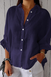 Allison | Sommer Damen Bluse | Weiß in Blau