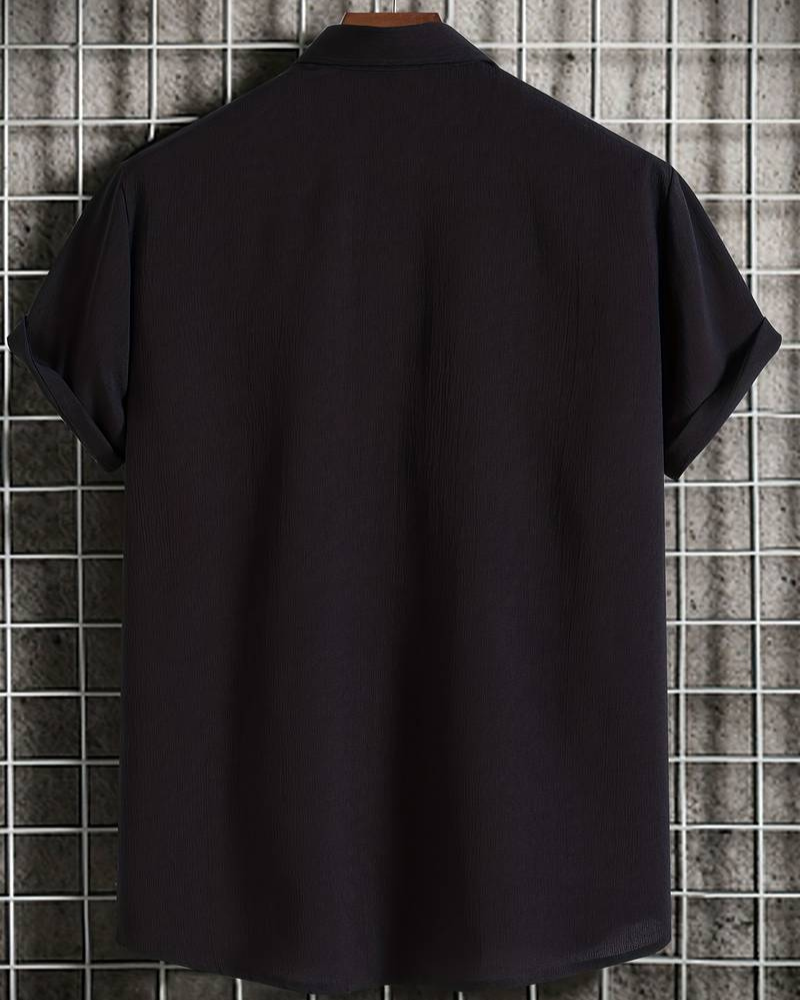 Abraham | Herren Schwarz Hemd | Kurzarm