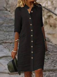 Hestia | Sommer Shirtkleid | Midi in Schwarz