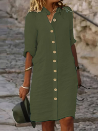 Hestia | Sommer Shirtkleid | Midi in Armeegrün