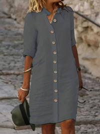 Hestia | Sommer Shirtkleid | Midi in Grau