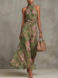 Sophie | Verspieltes Florales Sommerkleid in Grüner Blumenprint