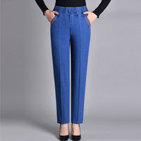 Loretie – Jeans Mit Seitentaschen Und Elastischem Bund in Blau