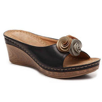 LIDIA™ - Bequeme Leder-Orthopädie-Sandalen für Frauen in Schwarz