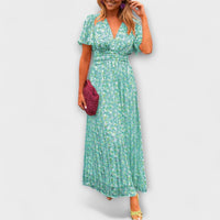 Elsie - Klassisches V-Ausschnitt Kleid in Grün