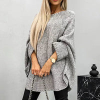 Grobstrickpullover Damen | Langer Ärmel Mit Bootsausschnitt in Grau